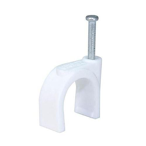 HPM Round Cable Clips 10mm White Pack of 20