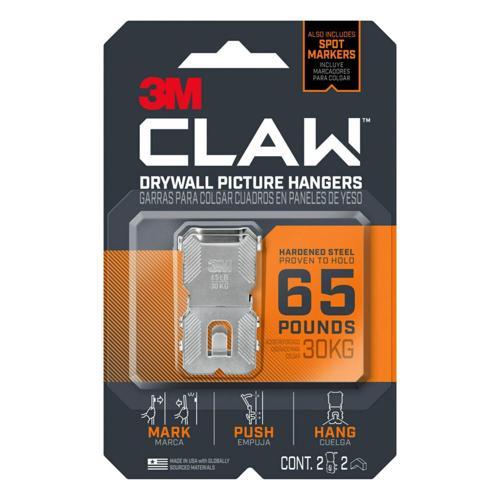 3M Claw Picture Hanger 30kg 3M Claw 2PK L: 42mm; 109mm; 171mm Silver Pack of 2