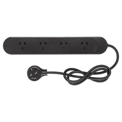 HPM Surge Protection Powerboard 4 Outlet Black