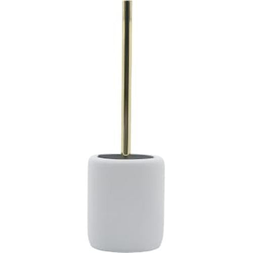 Nouveau Ophelia Ceramic Toilet Brush Holder 75mm 410mm 125mm White & Gold