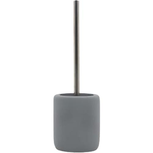 Nouveau Ophelia Ceramic Toilet Brush Holder 75mm 410mm 125mm Grey & Chrome