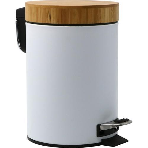 Nouveau Iron Waste Bin Dia: 170mm 245mm White & Bamboo