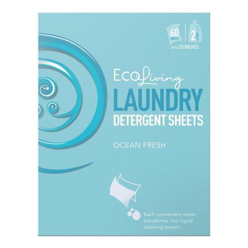 EcoLiving Laundry Detergent Strips Ocean Fresh Pack of 60