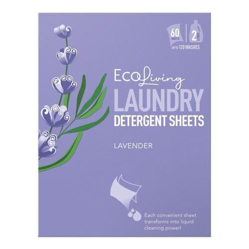 EcoLiving Laundry Detergent Strips Lavender Pack of 60