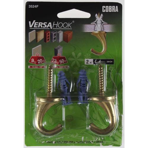 Cobra Wet Area Hook Brass Finish Pack of 2