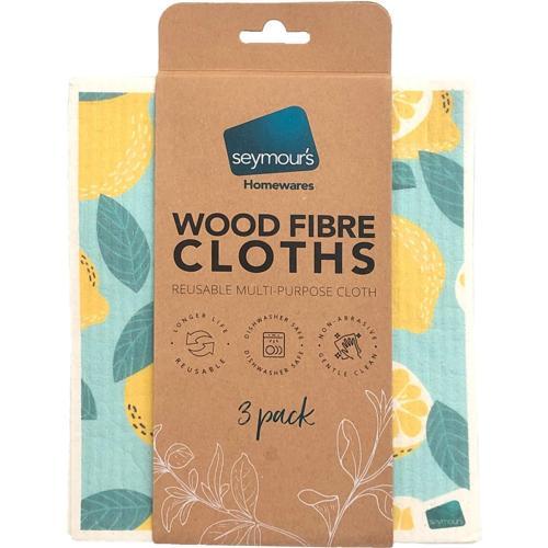 Seymours Wood Fibre Eco Dishcloths 170mm 195mm 2mm Pack of 3
