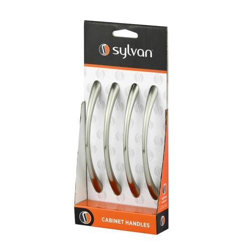 Sylvan Slimbow Cabinet Handles 128mm Satin Nickel Finish Pack of 4
