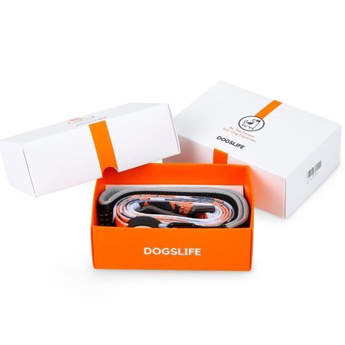 DOGSLIFE Dog Collar & Leash Medium Orange/Black/White DLDG91