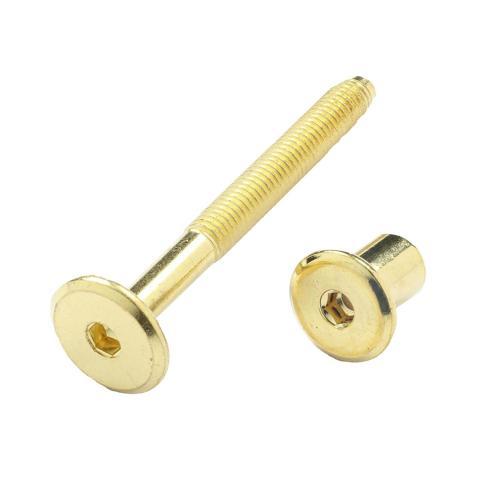 Hafele Joint Connector Bolt With Screw Cap M6x60mm Brass Pack of 10