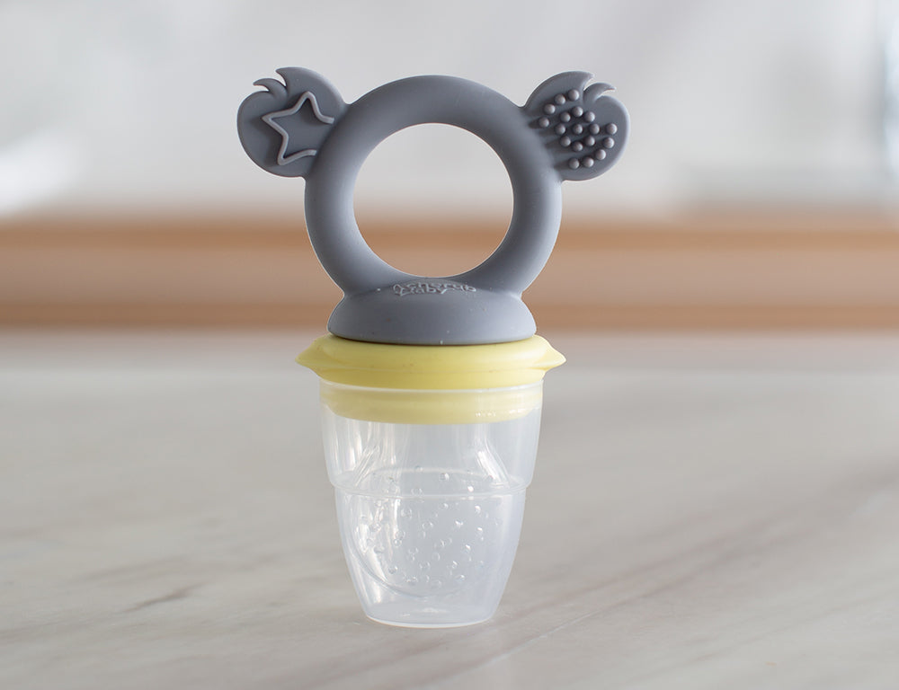 Cherub Silicone Fresh Food Feeder & Teether - Lemon & Grey