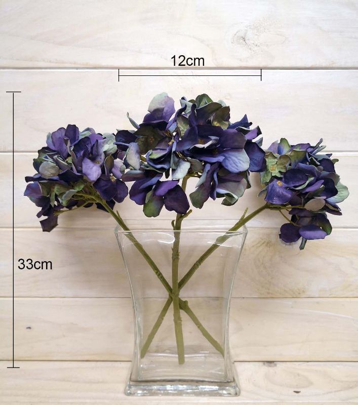 Artificial Hydrangea - Dry Look Cut Stem Purple (33cm)