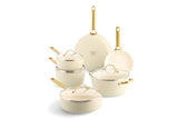GreenPan Padova 6 (10) Piece PFAS Free Cookset Cream White