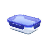 Pyrex Lock N Store Rectangle Container with Blue Lid  640ml