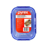 Pyrex Lock N Store Rectangle Container with Blue Lid  640ml