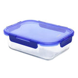 Pyrex Lock N Store Rectangle Container with Blue Lid  1.52L