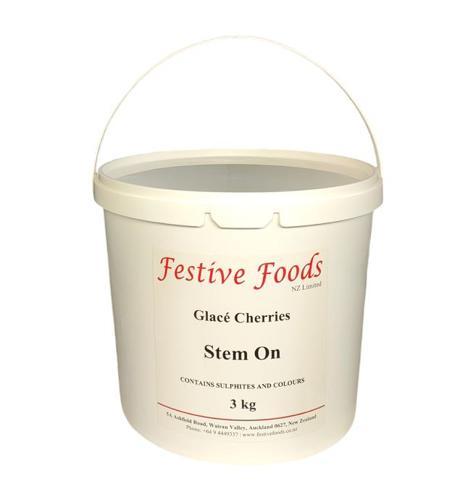 Red Glacé Cherries With Stems 3kg - Festive Foods