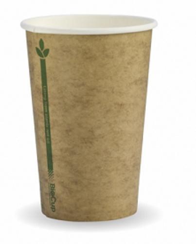 Cup Single Wall Kraft W/Green Line 10oz 80mm 320ml Pack of 50 - Biopak