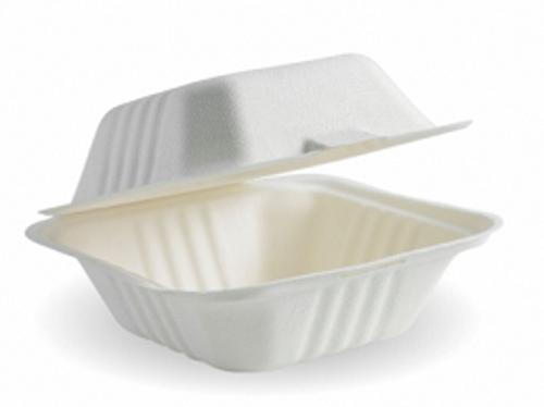 Clamshell Burger Biocane 6x6x3" White Pack of 125 - Biopak