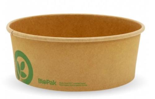 Bowls Single Wall 1300ml Kraft Extra Large Pack of 50 - Biopak