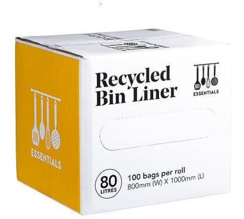 Bags Rubbish 800x1000mm Black 80L Pack of 100 - Essentials