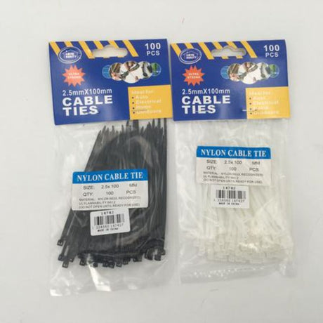 Bulk pack of 1200 durable 2.5 x 100mm nylon cable ties for efficient cable management and organization at home or work.