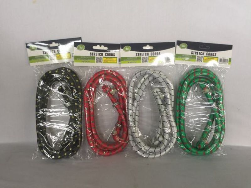 Assorted 1.5m stretch cords set of 12, featuring colorful elasticity for secure bundling and organization tasks.