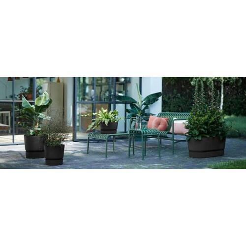 ELHO Greenville Plastic Pot With Saucer Black 20cm