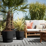 ELHO Greenville Plastic Pot With Saucer Black 20cm