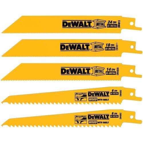 DeWALT 5 Piece Reciprocating Blade Set