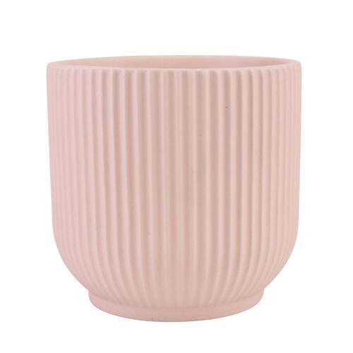 Bloom Ribbed Ceramic Maya Indoor Pot 16cm Sandy Pink