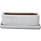 Gardeners Edge Glazed Bonsai Rectangle Pot Small White