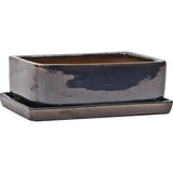 Gardeners Edge Glazed Bonsai Rectangle Pot Small Anthracite
