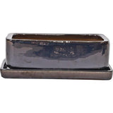 Gardeners Edge Glazed Bonsai Rectangle Pot Small Anthracite