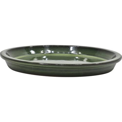 Gardeners Edge Glazed Round Saucer 22cm Forest Green