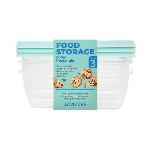 Snazzee Container Rectangle Set Of 3 600mL Assorted