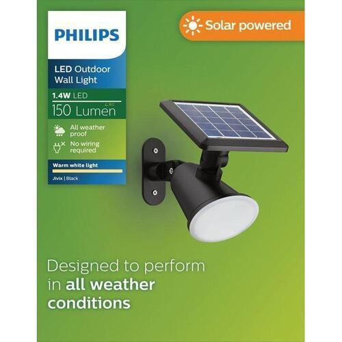 Philips Jivix LED Solar Wall Light 1.4W Black
