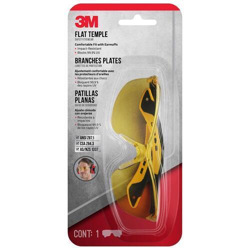 3M Flat Temple Safety Eyewear 47013 Amber