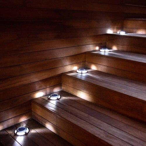 Vectral Solar Puck Lights Round 110mm Pack of 2 Silver