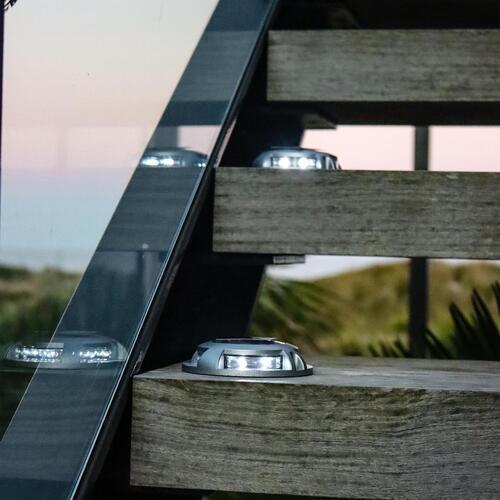 Vectral Solar Puck Lights Round 110mm Pack of 2 Silver