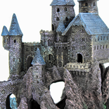 Colorful aquatic ornament featuring a magical castle, dimensions 37.47cm x 31.12cm x 20.32cm, perfect for fish tanks.