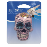 Mini pink sugar skull aquatic ornament, 3.8cm, perfect for adding a whimsical touch to aquariums.