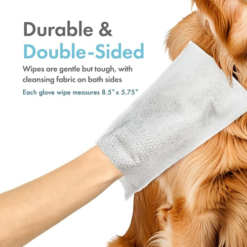 Petkin Pet Glove Wipes pack of 30, double-sided mitts for gentle cleaning and deodorizing pets, lightly scented with vanilla.