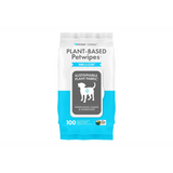 Plant-based pet wipes with gentle vanilla scent, perfect for cleaning dogs and cats' face, paws, ears, and body.