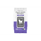 Plant-based lavender-scented wipes for dogs and cats, safe for face, paws, and body, made from sustainable materials.