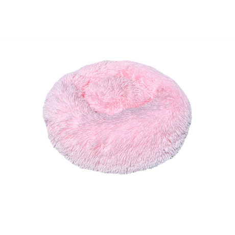 Cozy candy floss-colored pet bed, 60cm, perfect for calming small dogs and cats.