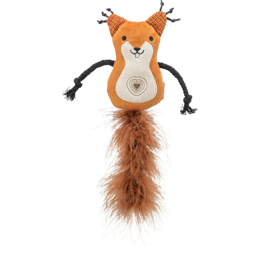 Catnip squirrel toy with a fluffy tail, measuring 24cm, designed to entertain and engage your cat.