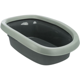 Cat litter tray in anthracite and grey-green, featuring a rim and measuring 31 x 14 x 43 cm.
