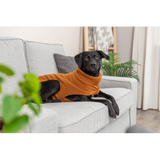 Rust-colored pullover for dogs, made of cotton and wool, with generous leg cutouts for comfort and movement.