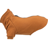 Rust-colored cotton sweatshirt for dogs with warming inner side and back zipper, ideal for chilly days. Size XS.