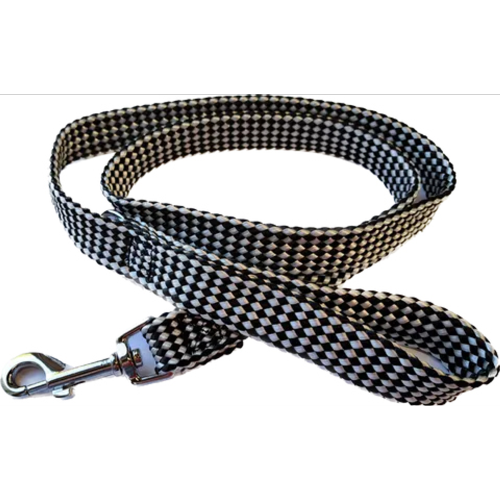 Double Nylon Webbing Lead - Black & White (20mm x 180cm)